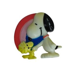 Vintage Peanuts Snoopy and Woodstock Refrigerator Magnet Rainbow
